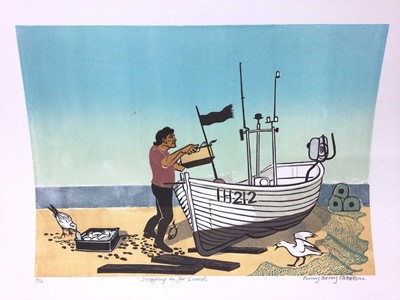 Lot 260 - Penny Berry Paterson (1941-2021) colour linocut print, Sudbury Quay, 7 others