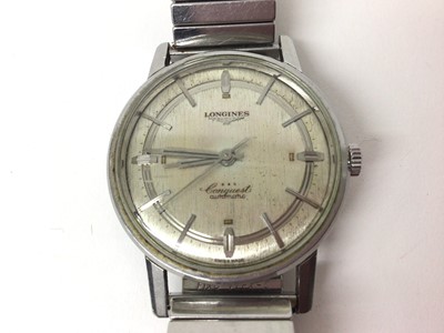 Lot 217 - 1960s Gentleman’s Longines Conquest automatic steel wrist watch, boxed with original papers