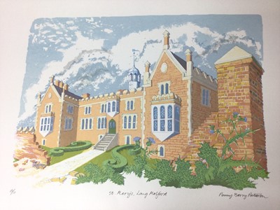Lot 193 - Penny Berry Paterson (1941-2021), colour linocut print, St. Mary's, Long Melford, signed and numbered 6/11, image 32 x 44cm
