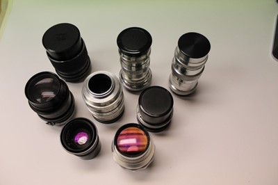 Lot 2697 - Quantity of vintage Russian/Soviet cameras, lenses and accessories, including Fed, Zenit and Lubitel