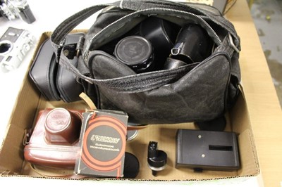 Lot 2697 - Quantity of vintage Russian/Soviet cameras, lenses and accessories, including Fed, Zenit and Lubitel