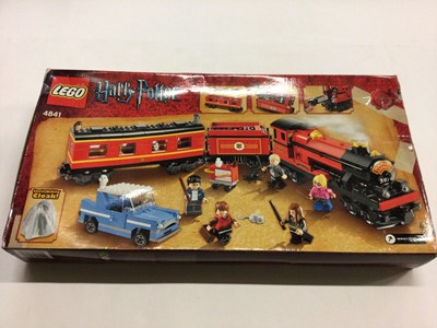 Lot 1763 - Lego 3862 Hogwarts, 4203 City, unopened, and 4841 Harry Potter train and land rover, plus mini figs, boxed