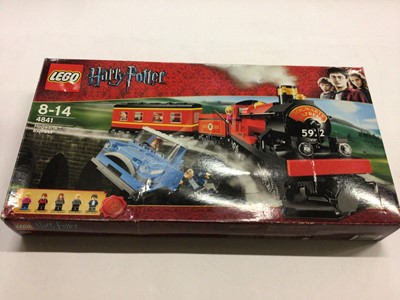Lot 1763 - Lego 3862 Hogwarts, 4203 City, unopened, and 4841 Harry Potter train and land rover, plus mini figs, boxed