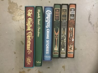 Lot 1671 - Books - Folio Society, The English Christmas, Elizabeth David's Christmas, Christmas Crime Stories, Rosemary Sutcliff, The Lantern Bearers, The Silver Branch and The Eagle of the Ninth, all in slip...