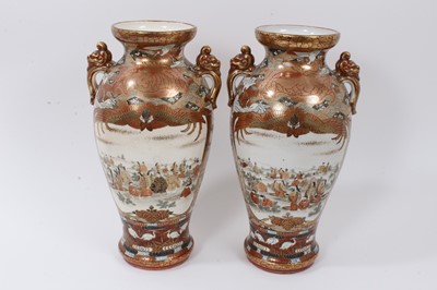 Lot 283 - A pair of Japanese vases together with matching censor / koro