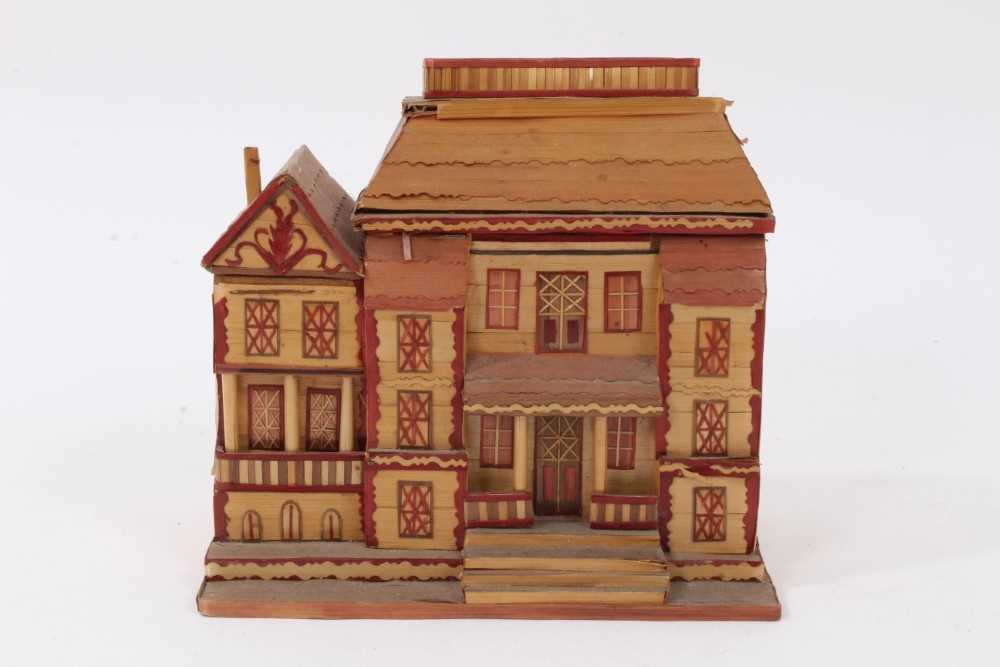 Lot 869 - Unusual 19th century straw-work model of a house