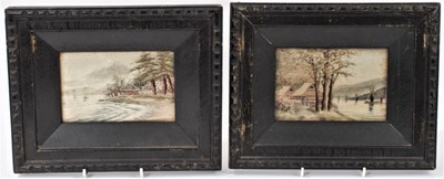 Lot 888 - Pair of late 19th / early 20th century Japanese silkwork pictures in period oak frames