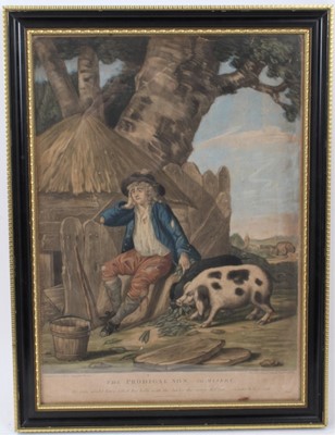 Lot 891 - Late 18th century coloured aquatint depicting The Prodigal Son