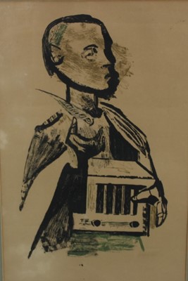 Lot 1149 - *Robert Colquhoun (1914-1962) lithograph, Boy with birdcage