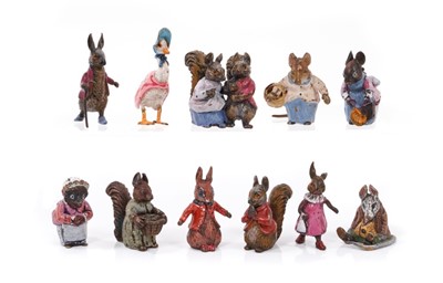 Lot 772 - Eleven cold painted bronze figures of Beatrix Potter characters