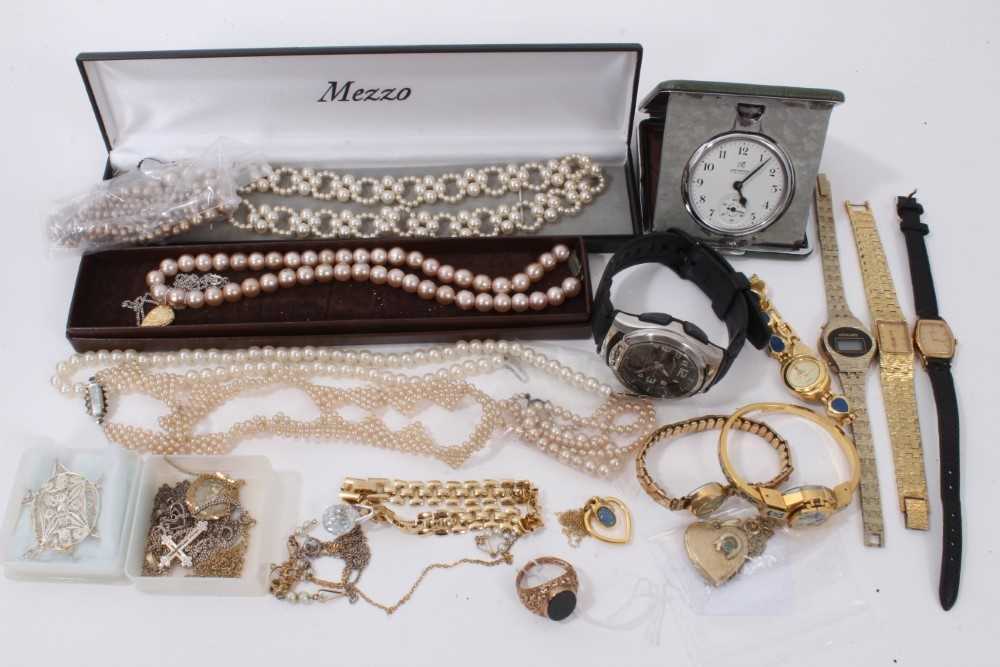 Lot 356 - 9ct gold ring, costume jewellery and wristwatches