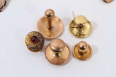 Lot 311 - Group Victorian and later 9ct gold cufflinks, studs and bar brooch