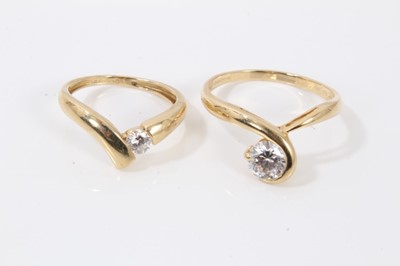 Lot 314 - Two 14ct gold rings both set with synthetic white stones