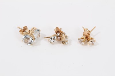 Lot 315 - Group 9ct gold earrings and one pair 14ct gold gem set studs