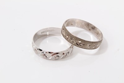 Lot 316 - Two 9ct white gold wedding rings, three 9ct gold bracelets and 9ct rose gold chain