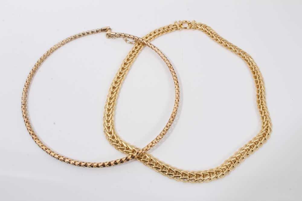 Lot 318 - Italian yellow metal fancy link necklace and one other plaited rope style necklace (2)