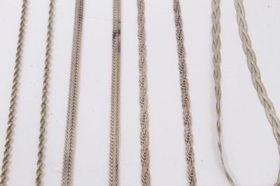 Lot 329 - Group of seven silver and white metal chains