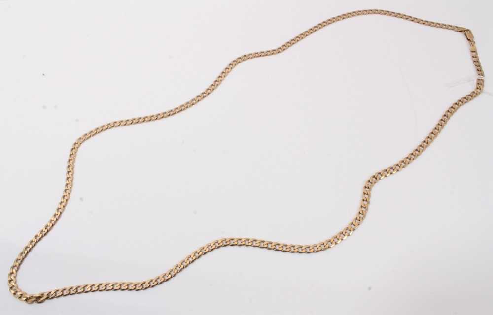 Lot 331 - 9ct gold flat curb link chain, 77cm long