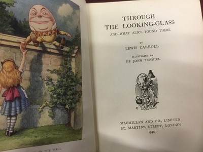Lot 1681 - Through the Looking Glass, 1940 edition with colour illustrations by Tenniel, together with Clora in Blunderland, 1902 edition