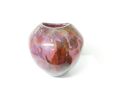 Lot 1267 - Stylish pink and purple art glass vase with aventurine fleck decoration