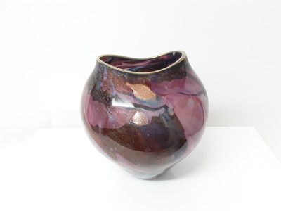 Lot 1268 - Stylish pink and purple art glass vase with aventurine fleck decoration
