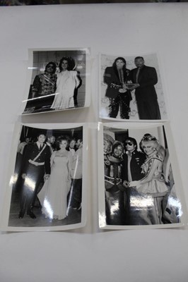 Lot 1599 - Michael Jackson Twelve 1980's Black and White Press Release photographs.  Michael Jackson with various stars including Liz Taylor, Diana Ross 1981,Whitney Houston, Brooke