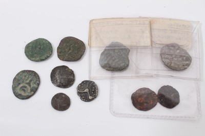 Lot 521 - G.B. - Mixed ancient coins in varying grades and conditions to include silver Celtic Iceni units x 4, a Roman silver Denarius Mark Anthony Legionary type GF, Medieval hammered and others (qty)