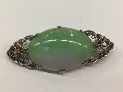 Lot 350 - Group jade/ green hard stone jewellery