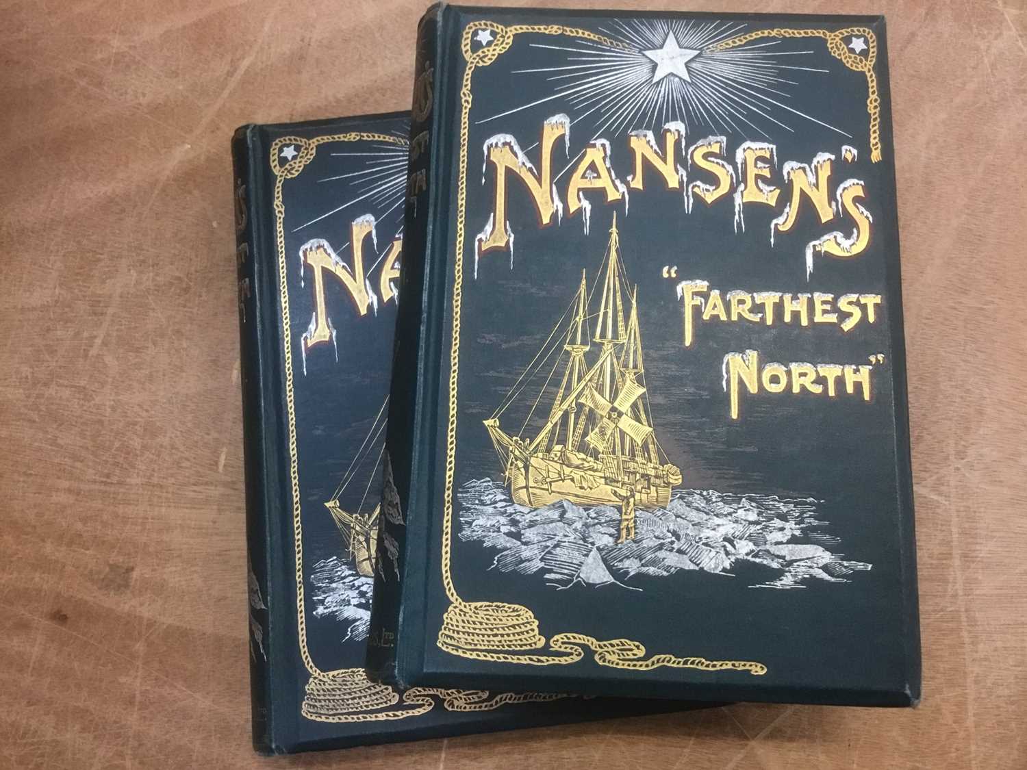 Lot 1692 - Fridtjof Nansen's "Farthest North" the Norwegian Polar Expedition 1893-1896, bright pictorial cloth, London 1898 (2)