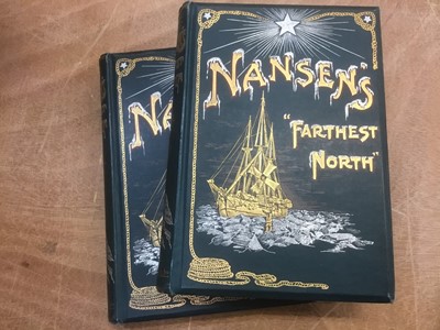 Lot 1692 - Fridtjof Nansen's "Farthest North" the Norwegian Polar Expedition 1893-1896, bright pictorial cloth, London 1898 (2)