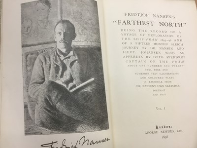 Lot 1692 - Fridtjof Nansen's "Farthest North" the Norwegian Polar Expedition 1893-1896, bright pictorial cloth, London 1898 (2)