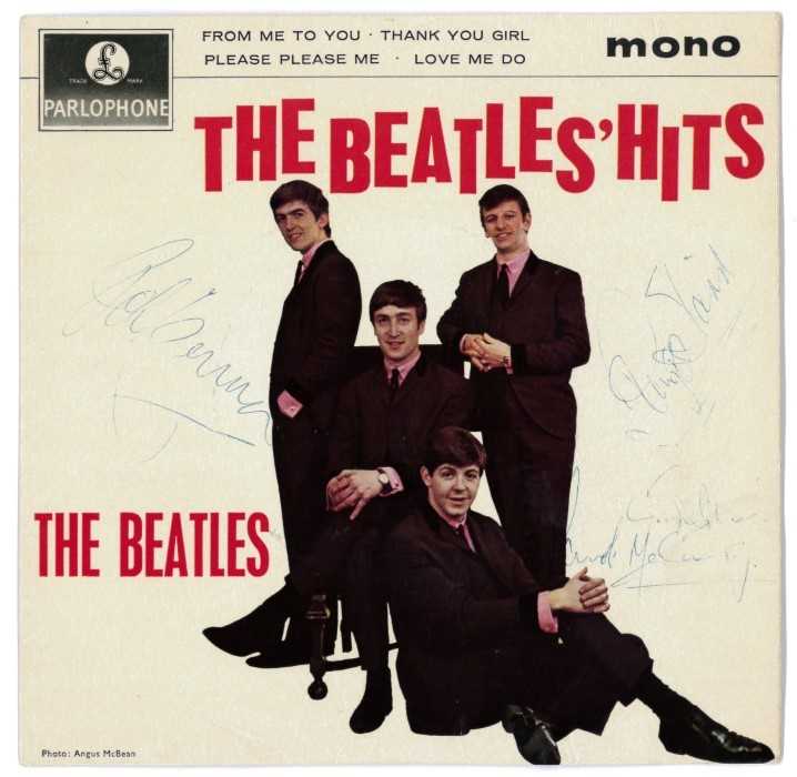 Lot 1428 - Autographs - The Beatles signed record sleeve with record The Beatles Hits EP signed on front in blue biro