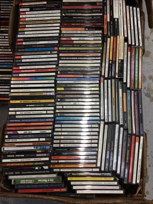 Lot 2328 - Three boxes of Jazz CDs, including Clark Terry, Alice Coltrane, Jimmy Smith, McCoy Tyner, Pharaoh Sanders, Mal Waldron, Nat Adderley, Sonny Rollins, Freddie Redd and The Art Ensemble of Chicago (ap...