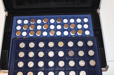 Lot 535 - United States - A six tray aluminium coin case containing a collection of Indian Head/Buffalo nickel five Cents and Lincoln Head one Cents (qty)