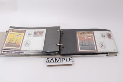Lot 1385 - Stamps - GB and World Covers in albums including Channel Islands, silk issues, locomotives, Royalty etc, 4 boxes (qty)