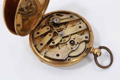 Lot 369 - 18ct gold cased pocket watch and winding key with rams head decoration