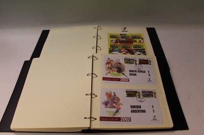 Lot 1364 - World mixed football related stamp covers to include the 2002 World Cup Collection, Manchester Utd 2002/3, 2004/5, Victory card collections and teh British & Lions DVD and book in presentation albu...
