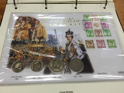 Lot 1359 - World mixed stamp and coin covers to include 100 years of flight, Elvis, classical locomotives, history of RAF