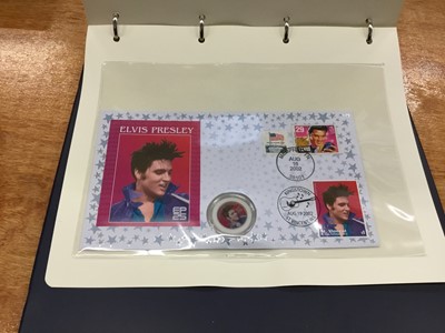 Lot 1359 - World mixed stamp and coin covers to include 100 years of flight, Elvis, classical locomotives, history of RAF