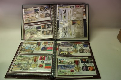 Lot 1361 - World mixed stamp and war related medal covers contained in five presentation albums (qty)