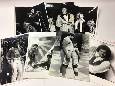 Lot 1601 - Michael Jackson 1970's and 1980's Black and White Press Release and Epic photographs. Featuring a young Michael Jackson and some with The Jackson 5.  Photographers include Barry Plummer and Simon F...