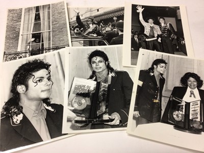 Lot 1602 - Michael Jackson  1980s Black and White Press Release photographs by Syndication International London(x15) and London Features Internation Ltd, London (x4)