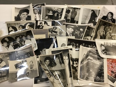 Lot 1604 - Michael Jackson 1980's Press Release Photographs by Pictorial Press x11 (includes four of Bubbles) plus a quantity of others including Relay Photos, Epic, some miscellaneous photographs.