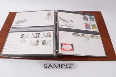 Lot 1383 - Stamps selection of G.B. first day covers in albums including special hand stamps, silk issues
