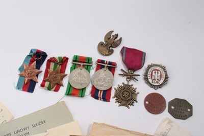 Lot 692 - Interesting Second World War Polish medal group comprising 1939 - 1945 Star, Italy Star, Defence and War medals together with a Polish medal and badges