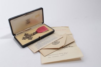Lot 694 - Most Excellent Order of the British Empire Officers' (O.B.E.) medal in Royal Mint box of issue, together with papers relating to the recipient Mr Reginald Edwin Digby Ovens, dated 7th October 1946.