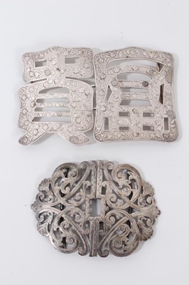 Lot 379 - Chinese silver nurse's buckle and Edwardian silver buckle