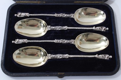 Lot 354 - Set of four Victorian silver Apostle spoons in fitted case