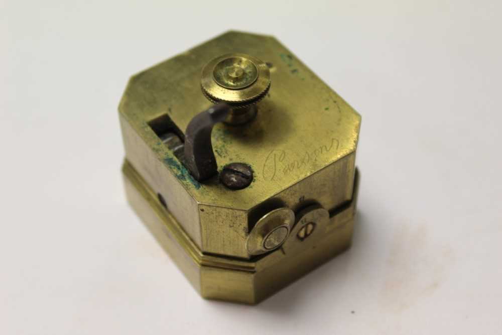 Lot 2551 - Antique brass 16-blade blood-letting scarificator, fired by a steel trigger