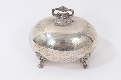 Lot 389 - German silver (800) tea caddy of bulbous form on four feet